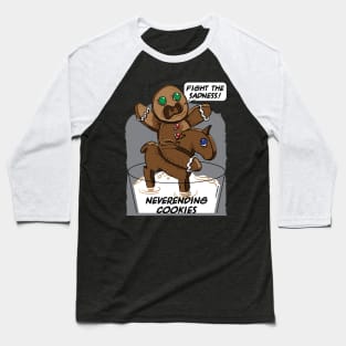 FIGHT THE SADNESS, GINGERBREAD MAN ON A HORSE, IN THE SWAMP (MILK) OF SADNESS Baseball T-Shirt